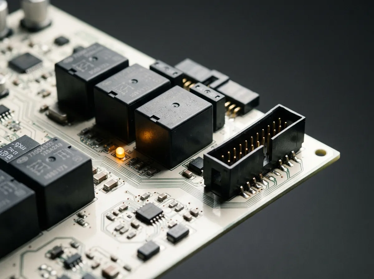 Illustrative close up of a control unit circuit board for module cloning work